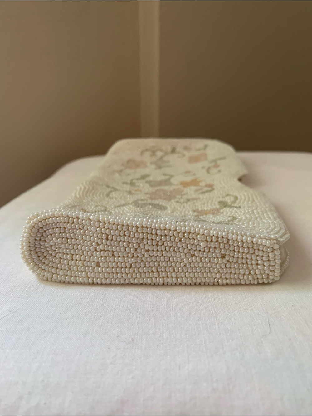 🌸1950s Japanese Hand Beaded Pastel Floral Clutch Vintage Purse Bridal - Picture 4 of 14
